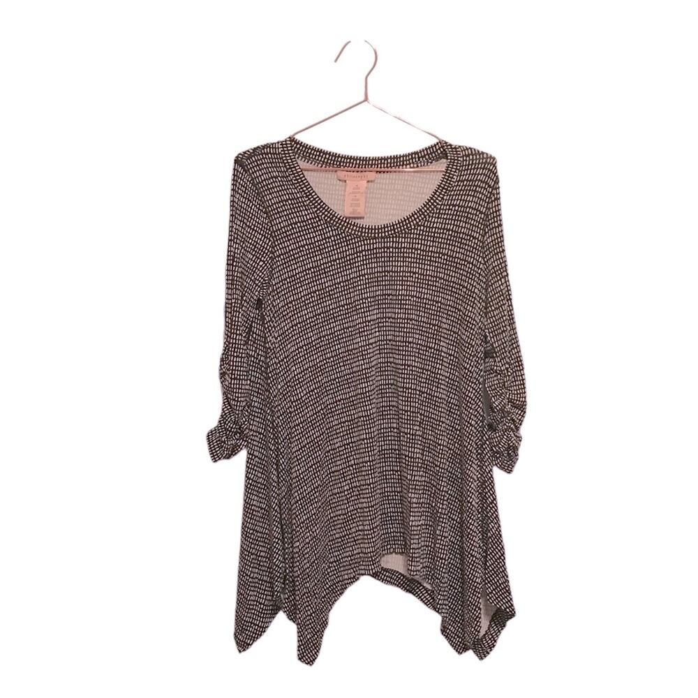 Philosophy Womens Large Blouse Tunic Dress Black White Asymmetric